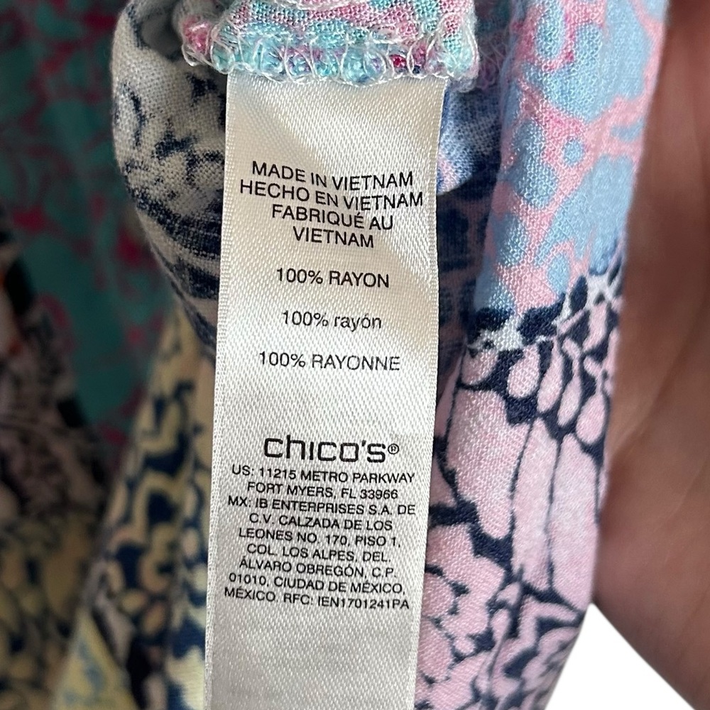 Chico’s Multi Colored Patchwork Short Bell sleeve… - image 9